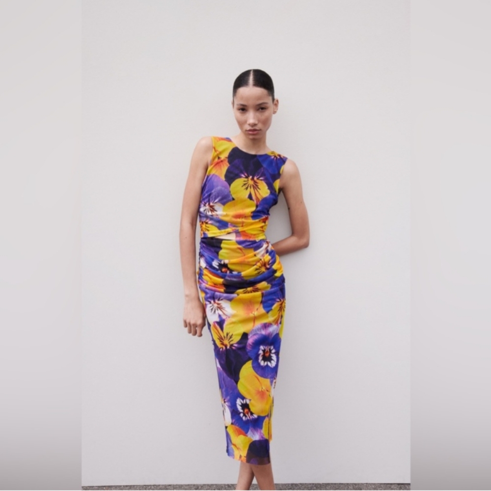 Mesh Backless Floral Dress